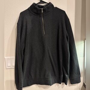 Banana Republic Men's Charcoal pullover quarter Zip-Up Sweater